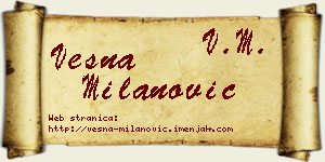 Vesna Milanović vizit kartica